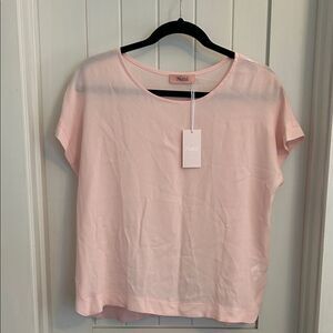 NWT Numi Light Pink Short Sleeve Women's Washable Silk Pale Pink Top Small